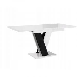 Table A Manger Extensible Massi - Blanc Et Noir Laque 120-160 Cm