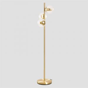 Sklum - Lampadaire en métal avec 3 boules en verre Banbi Doré