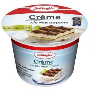 Mascarpone v&eacute;g&eacute;talien 250 g &ndash; Texture cr&eacute;meuse pour desserts et sauces &ndash; Ingr&eacute;dients : eau, graisse de coco, f&eacute;cule de pomme de terre