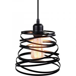 Suspension Luminaire Moderne Cr&eacute;atif Lustre Plafonnier de Design &agrave; Spirale en Cascade E27 R&eacute;tro Lampe Suspension (20cm, Noir)