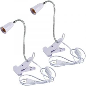 Lampe avec Pince E27 2Pcs Lampe de Bureau a Pince avec Interrupteur Flexible pour Lit Lampes de Table &agrave; Pinces, Lampes Spot Pinces, R&eacute;glable 360 &deg;