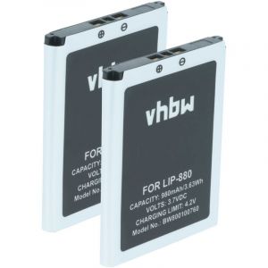 vhbw 2x Batterie compatible avec Sony NW-HD5, NW-HD5B, NW-HD5R, NW-HD5S, 20GB lecteur de musique MP3 (980mAh, 3,7V, Li-ion)