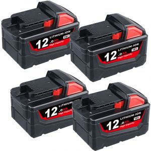 4 paquets de batterie Li-on M18 18V 12.0AH de remplacement pour Milwaukee 18V 48-11-1880 48-11-1811 48-11-1815 48-11-1820 broche de batterie