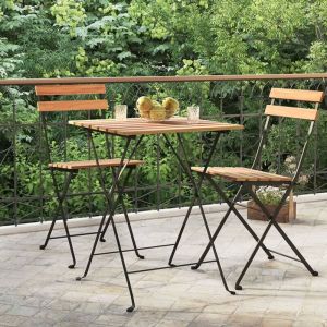 Table de bistro pliante Table de jardin Table de bar 55x54x71cm Bois de teck solide et acier 56387