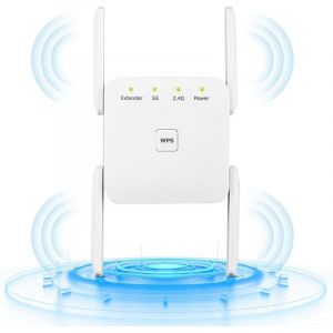 R&eacute;p&eacute;teur WiFi Amplificateur WiFi AC1200 Mbps,WiFi Extender, Bouton WPS, Play and Plug, R&eacute;p&eacute;teur WiFi Puissant avec Un Port Ethernet,Compatible avec