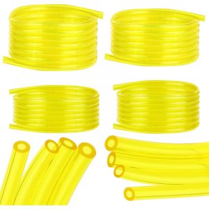 4 Pièces Tuyaux d'Essence, 1.5M Tuyau d'huile Transparent Jaune (2 x 3.5mm, 2.5 x 5mm, 3 x 5mm, 3 x 6mm), pour Tondeuse, Tondeuse à Gazon, pvc Tuyau,