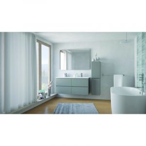 Ondee - zen - Colonne de rangement &agrave; suspendre trendy - 30 cm 2 Portes - Laqu&eacute; gris mat