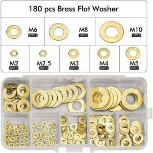 180pcs Rondelle Plate, Joint Rondelle Plate en Laiton Assortiment, M2 M2.5 M3 M4 M5 M6 M8 M10 Rondelle Plate pour L'&eacute;tanch&eacute;it&eacute; des Vis Bagues