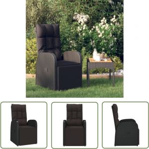 Chaise inclinable de jardin et coussin Résine tressée Noir - Fauteuil De Jardin - Chaise Inclinable - Mobilier De Jardin - Chaise Extérieure - Résine