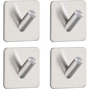 Crochet adh&eacute;sif Porte-serviettes de bain Porte-serviettes mural Crochet en acier inoxydable 304 Crochet 4 pi&egrave;ces Sans per&ccedil;age Porte-torchons bross&eacute;