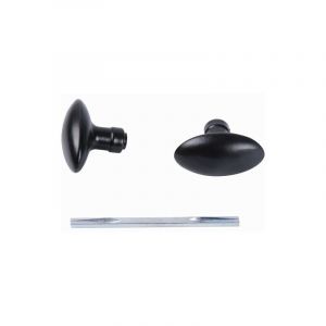 Deco Fer Forge - Bouton poignée de porte double ovale lisse - Tige longueur 100mm carré de 6mm - Alu