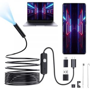 Endoscope 10m USB - Cam&eacute;ra Semi-Rigide IP67, 6 LED, Compatible Android et PC Windows, Id&eacute;ale pour Inspection