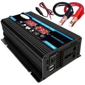 220V, 4000W, 12V - Convertisseur 12V 220V Pur Sinus 4000W Onduleur &agrave; Onde Sinuso&iuml;dale Pure Transformateur avec T&eacute;l&eacute;commande & Double AC Prises de