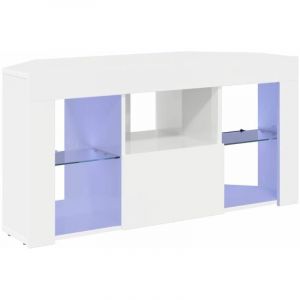Meuble TV LED d'Angle Blanc brillant 104 x 40 x 50 cm vidaXL