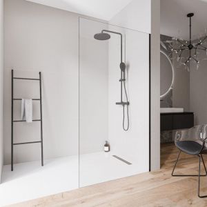 Bernstein - Paroi de douche italienne 80x220cm, verre nano 10mm, profilé mural inox noir mat, sans profilé sol - EX102-2 800mm, Sans profilé de sol