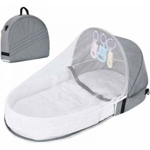 Lit de voyage pour b&eacute;b&eacute; avec moustiquaire int&eacute;gr&eacute;e, lit pliant avec moustiquaire, lit de voyage bionique en coton respirant, nid douillet, r&eacute;pulsif