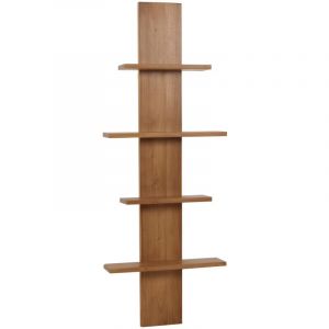 HHG - tagère murale en teck 499, Étagère de salle de bain Étagère suspendue, teck de qualité B-Grade (bois de cœur, 20-30 ans), 51x56x15cm