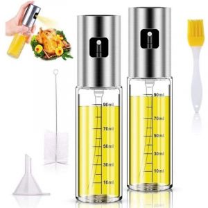 Pulv&eacute;risateur d'Huile, 2 Pi&egrave;ces 100 ML Vaporisateur d'Huile Olive Vinaigre Distributeur avec Brosse et Entonnoir pour Cuisine/Cuisso