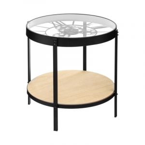 Atmosphera - Table à Café en Verre 'Pendule' 50cm Noir