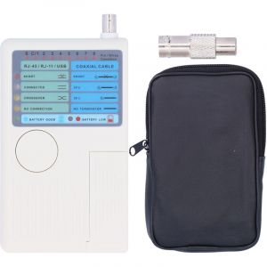 Testeur de C&acirc;ble Coaxial/R&eacute;seau 4-en-1 - pour RJ11, RJ45, USB, BNC Multitesteur