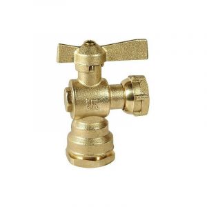 Vanne d'arret equerre pour tube pe 25mm x 3/4' &eacute;crou chapeau