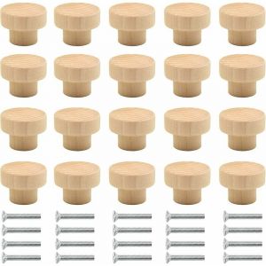Jamais UTILIS&Eacute;]Lot de 20 boutons de meubles en bois, boutons d'armoire, boutons de tiroir, boutons en bois, poign&eacute;es en bois, poign&eacute;es de meubles,