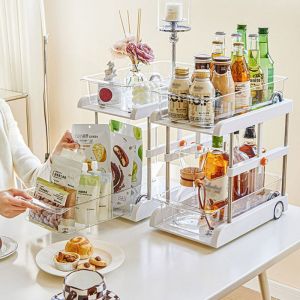 Lunsy - Organiseur sous &eacute;vier &agrave; 2 niveaux, organiseurs coulissants sous &eacute;vier, organiseur transparent, organiseur de placard extractible, &eacute;tag&egrave;re