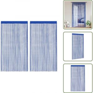 Rideau en fils 2 pcs 100 x 250 cm Bleu - Rideaux Bleus - Rideaux D&eacute;coration Int&eacute;rieure - Rideaux Salon - Rideaux Chambre - Rideaux Facile &Agrave; Installer