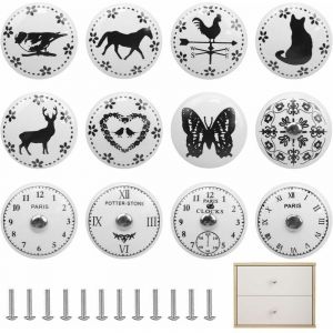 Bouton de Tiroir Ceramique Meuble Porcelaine Vintage, Boutons de Meubles pour Placards de Cuisine, Poign&eacute;e D'armoire de Cuisine, Boutons pour