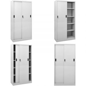Vidaxl - Armoire à bureau porte coulissante Gris clair 90x40x180cm Acier - Armoire De Bureau - Meuble De Rangement - Classeur - Armoire Métallique