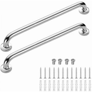 Lot de 2 Barre D'Appui wc, Acier Inox Maintien Poign&eacute;e Douche, 90cm Barre d'Appui Salle de Bain Coud&eacute;e, Barres Douche, Baignoire Main Courante