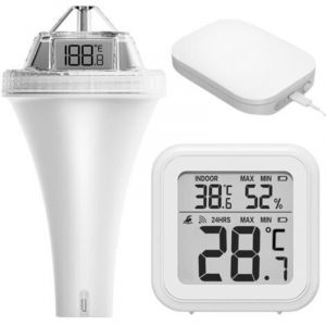 Thermom&egrave;tre Piscine WiFi Flottant &ndash; Thermom&egrave;tre Eau Connect&eacute; avec Application, Sonde Ext&eacute;rieure, &Eacute;cran LCD, IP67, pour Piscine, &Eacute;tang, Spa, Int&eacute;rieur