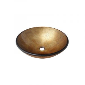 Saniclass - Pesca Vasque à poser - 42x14,5cm - rond - verre trempé - marron rouge