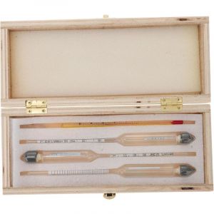 【Promotion de printemps】 Applicable Thermometre Hydromètre À Liqueur 4 Pièces Alcoomètre Kit Hydromètre Bois Positionner - Alcoolomètre Thermomètre