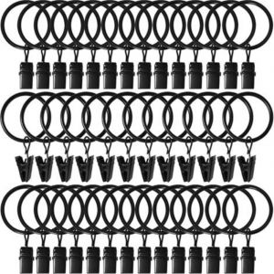 45 Pi&egrave;ces Anneaux de Rideau en m&eacute;tal avec Pince, Antirouille Anneaux Rideaux , Crochets de Rideau en M&eacute;tal, Anneau de Tringle &agrave; Rideau pour Rideaux