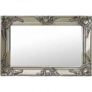 Design In - Miroir mural,Miroir Entrée Maison Salle de Bain,Miroir Décoratif style baroque 60x40 cm Argenté CVW32576
