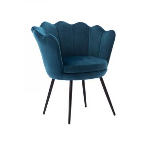 Wahson Office Chairs - Fauteuil relax Fauteuil en Velours Fauteuil de Salon Chaise Coquillage, Fauteuil Scandinave pour Chambre, Bleu