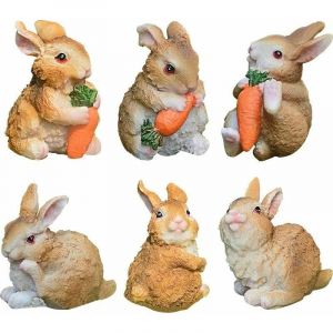 Ensoleille - Figurines Lapin en Résine Ornements de Jardin de Lapin Lapins Chic Décoration de Pâques,Résine Lapin de Pâques Lapin Décorations de
