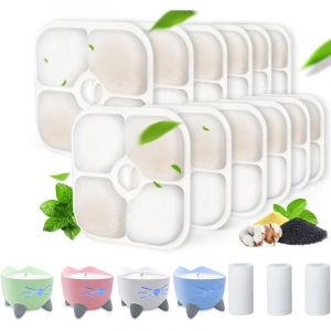 Lot de 16 Filtres Triple Action + 2 Tuyaux pour Fontaine Catit pixi - Recharge Compatible Fontaine &agrave; Eau pour Chats - Hygi&egrave;ne Hydratation Optimale
