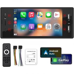 Autoradio 1 Din Auto Audio Stéréo Autoradio Bluetooth USB AUX Radio FM Prise en Charge de la caméra de recul et du Volant Télécommande
