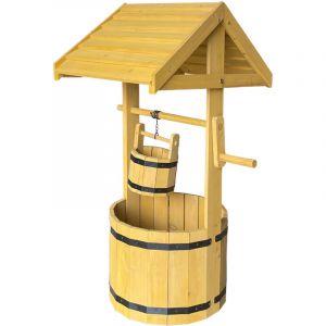 Spetebo - Fontaine v&eacute;g&eacute;tale en bois de sapin, ronde, naturelle - 85 x 50 cm - Fontaine d&eacute;corative en bois &agrave; planter