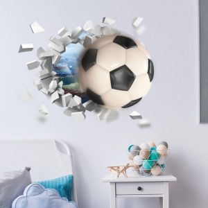 Poster Football 3D - Décoration Murale de Chambre pour Enfants et Adolescents - Sticker Mural Autocollant Foot- Chambre Garçon- Stade Déco Chambre