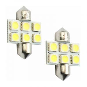 2x ampoule navette led blanc 12V 5W longueur 31mm 6x smd 5050 voiture japonaise remorque moto camion