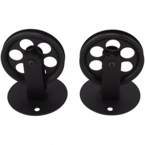 Roues de poulie industrielles noires, 2 pi&egrave;ces, pour lampe suspendue de grange &agrave; brancher, montage mural Vintage au plafond, poulies de remorquage de