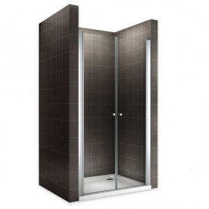 Porte de douche 100x180 cm verre transparent - ajustable de 100 &agrave; 104 cm