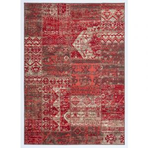 Dezenco - Tapis salon et chambre 60x110 rouge rectangle tiss&eacute; motif ethnique LYN1 workypatch