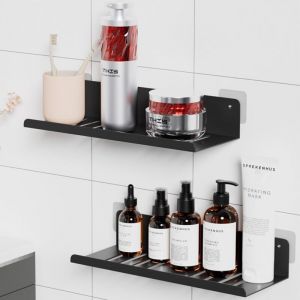 Etagere Douche Salle de Bain sans Percage, 2 PCS Etagere Murale &Eacute;tag&egrave;re de Douche, Etagere sans Percer Rangement Et Organisation, 30 cm
