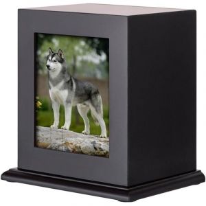 Urne fun&eacute;raire pour Animaux de Compagnie, Chien ou Chat, urne fun&eacute;raire comm&eacute;morative en Bois Massif Pur avec Cadre Photo