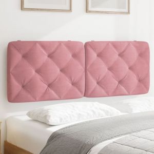 Coussin de t&ecirc;te de lit rose 120 cm velours