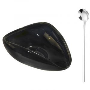 Plat &agrave; haricots noirs + cuill&egrave;re &agrave; m&eacute;langer en argentPlateau doseur pour grains de caf&eacute;, balance, coupelle &agrave; grains, tasse doseuse en c&eacute;ramique pour